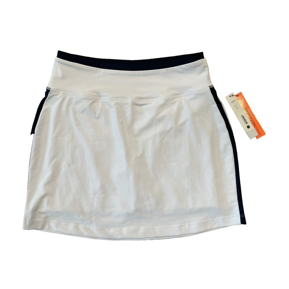 NWT Aqua Athletic Golf Tennis Pickle Ball Skort Reg $68 Sz M White Navy Stripe